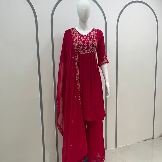 Red with gold accents Salwar Kameez
