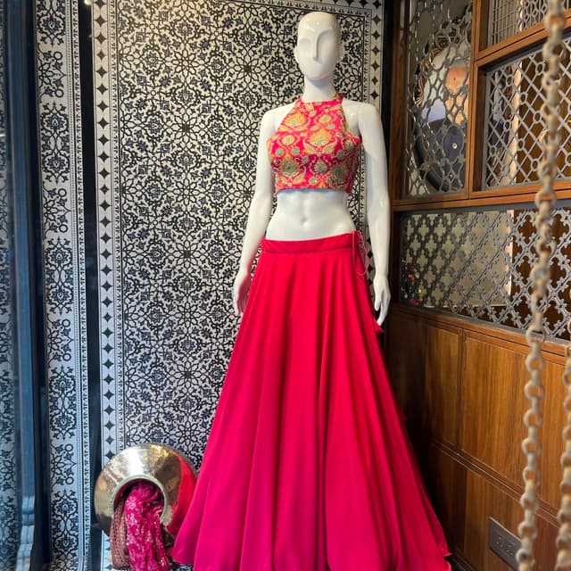 Red, Gold Lehenga Choli