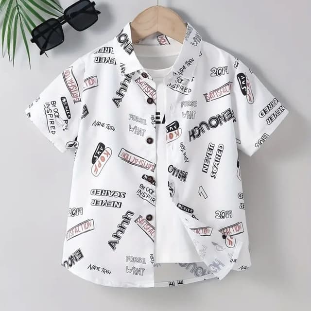 White with black, red, and brown accents Shirt