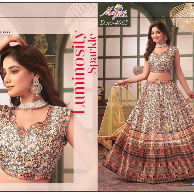 Cream, Gold, Red, Black, and Multicolor Lehenga Choli