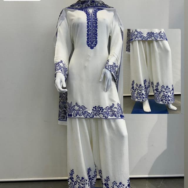 White and Blue Salwar Kameez