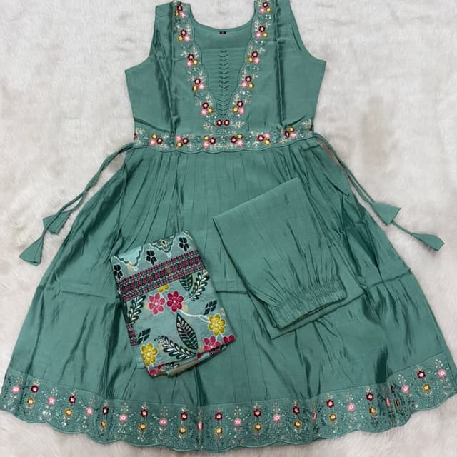 Teal, Pink, Yellow, Red, Green Anarkali Suit