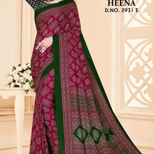 Magenta, Green Saree