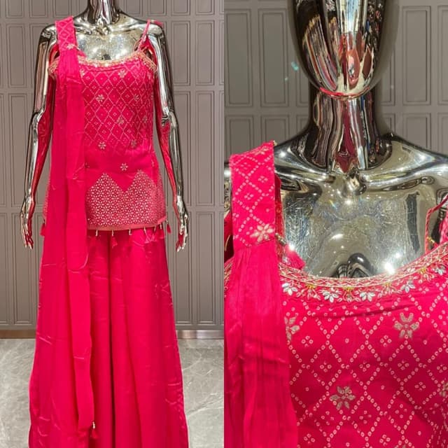 Hot Pink with Gold accents Sharara Suit