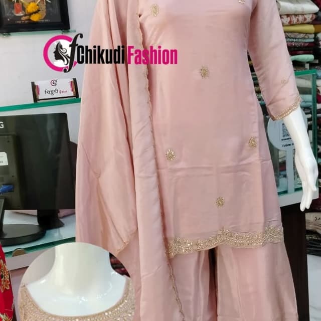 Pale Pink with Gold Salwar Kameez