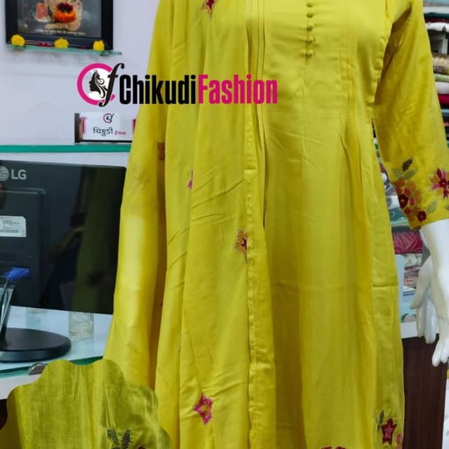 Yellow with Red and Green accents Kurti