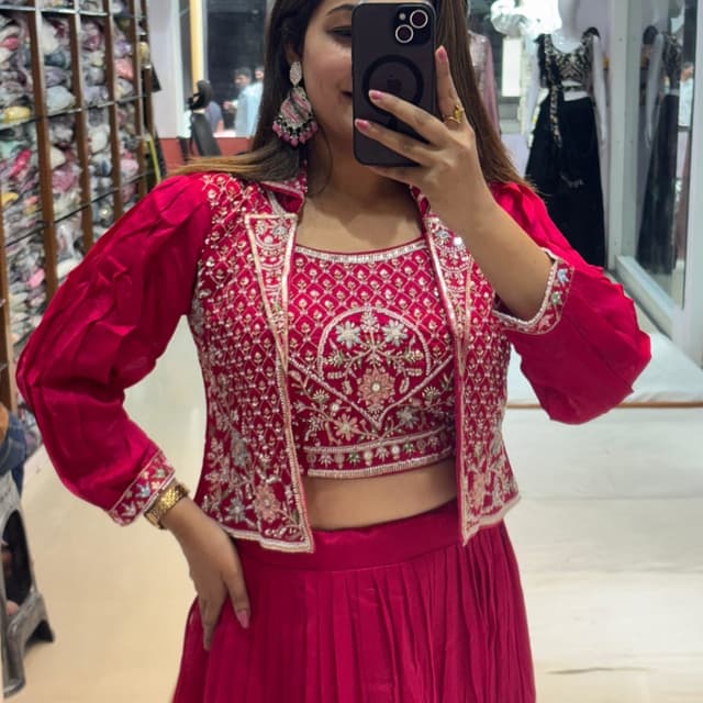 Magenta, Silver Lehenga Choli