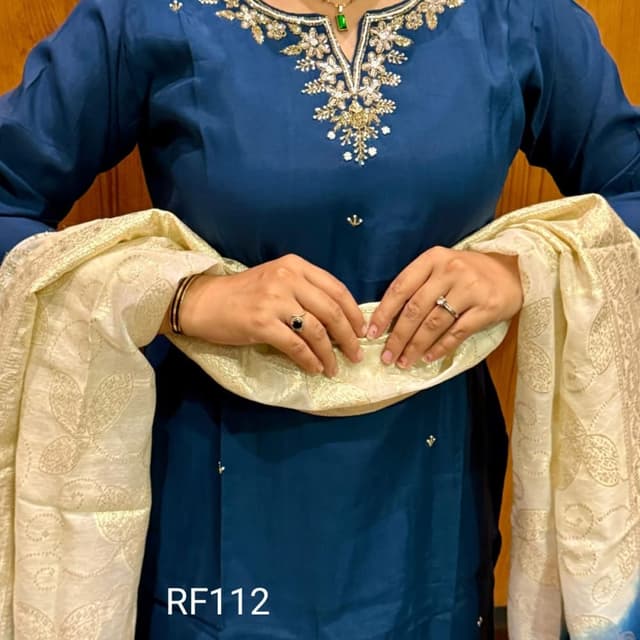 Blue and Cream Kurta with Dupatta