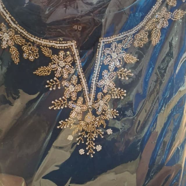 Navy Blue, Gold, White Dress