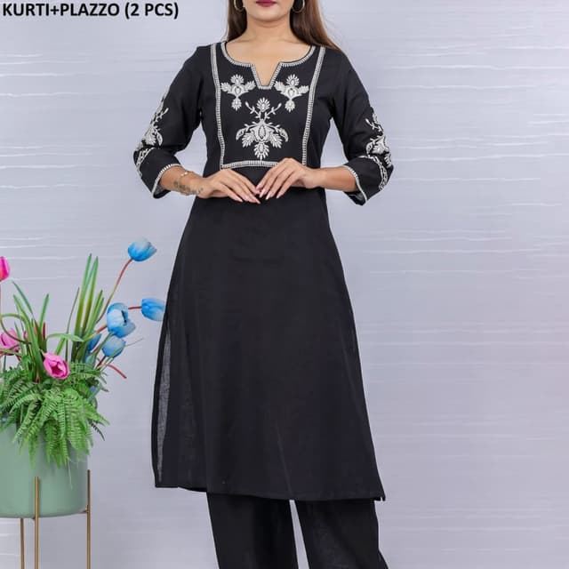 Black and White Kurti and Palazzo Set