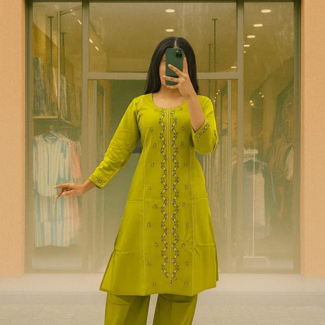 Lime Green Kurta with Pant Set
