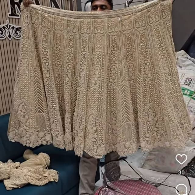 Gold, Beige Lehenga