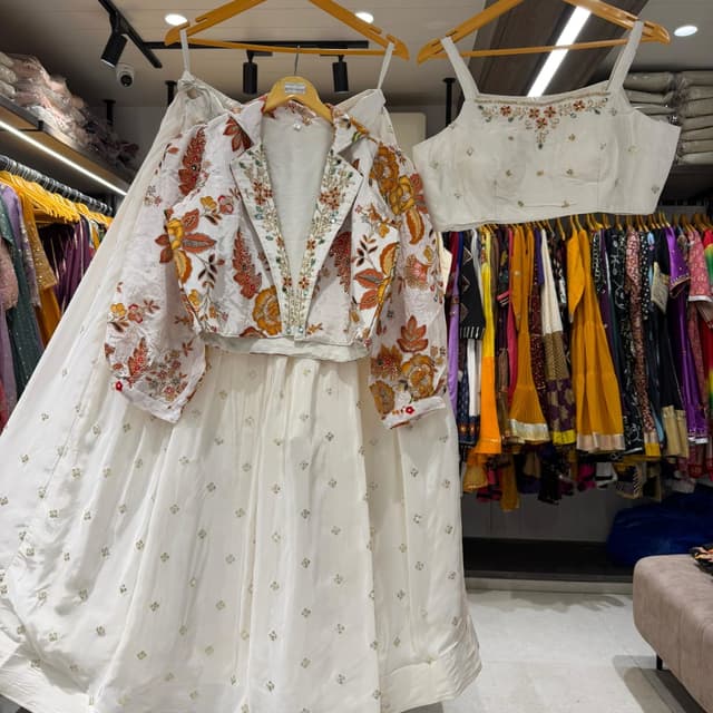 Ivory, Orange, Yellow, Green Lehenga Choli