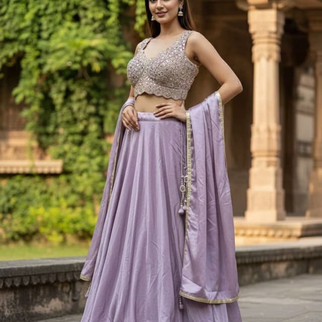 Lavender and Silver Lehenga Choli