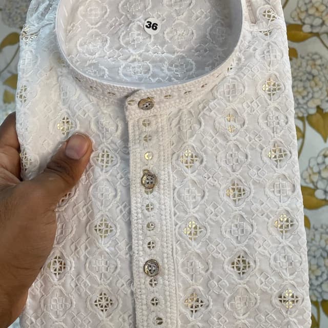 White, Gold Kurta