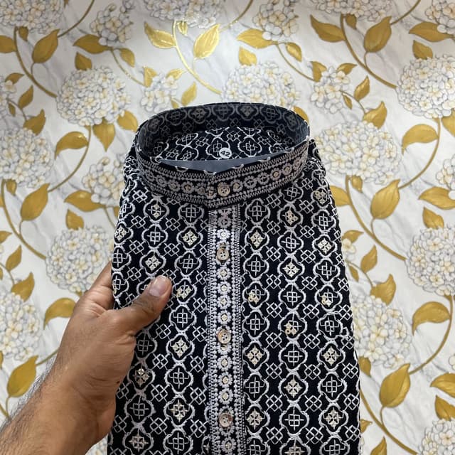 Black, White, Gold Kurta