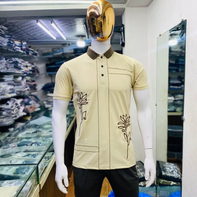 Beige and Brown Polo Shirt