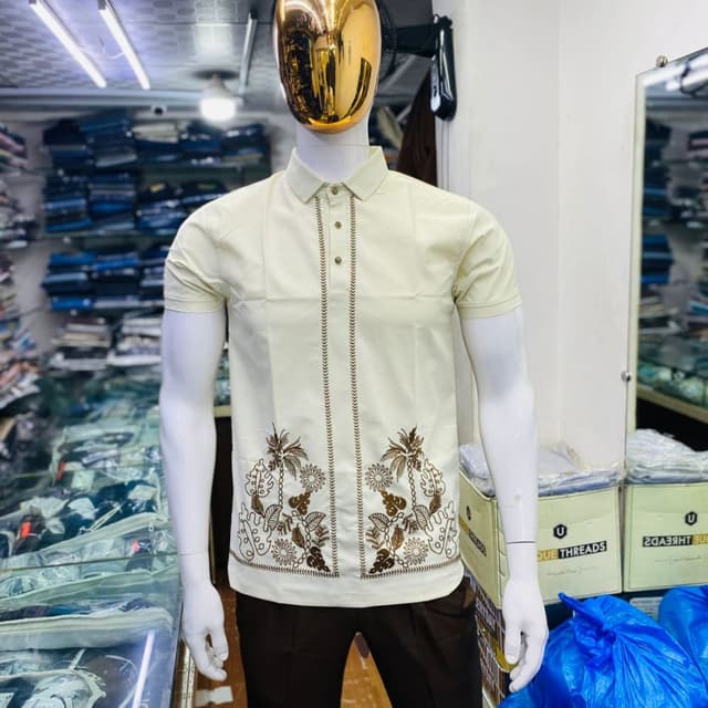 Cream and Brown Shirt