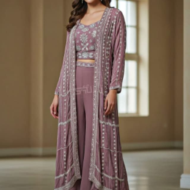 Mauve and Silver Jumpsuit with Jacket