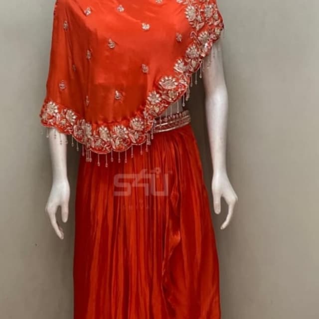 Red, Silver Lehenga Choli