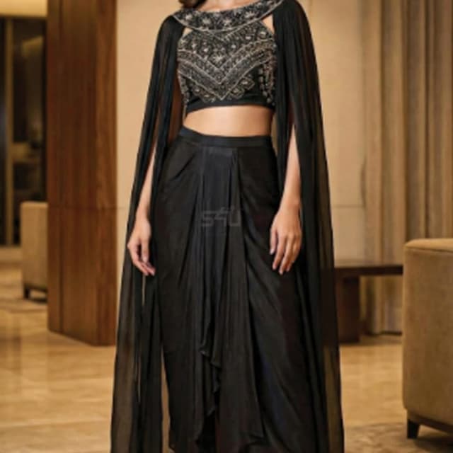 Black and Silver Lehenga Set
