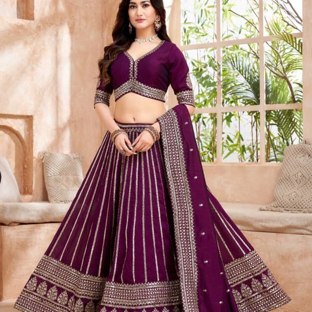 Purple and Silver Lehenga Choli