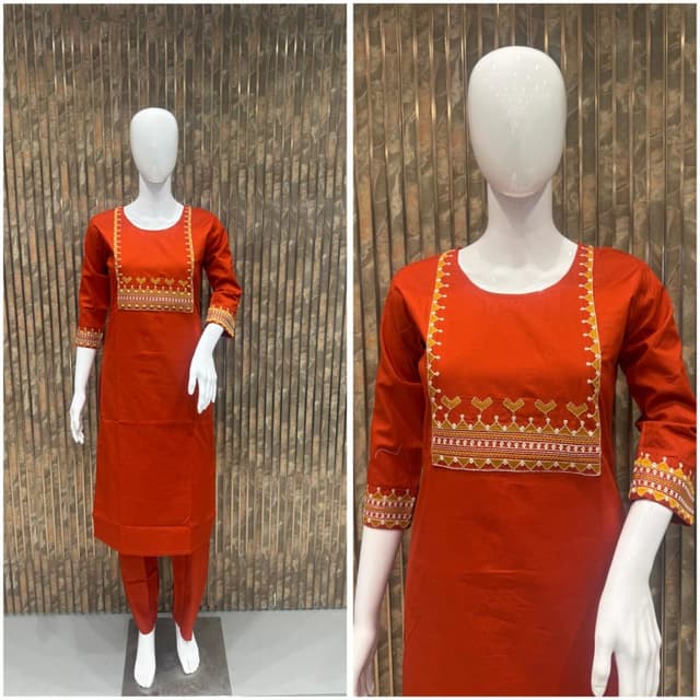 Red, Yellow, White Kurta Set