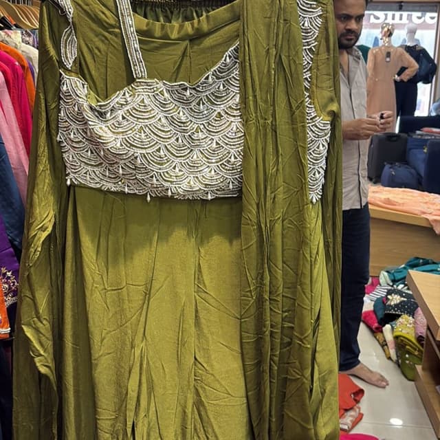 Olive Green and White Co-ord Set