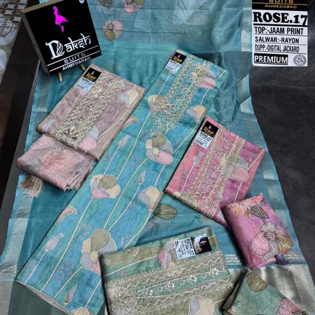 Blue, Pink, Beige, Green Salwar Kameez Set