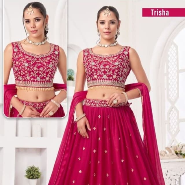 Magenta, Gold, Silver Lehenga Choli