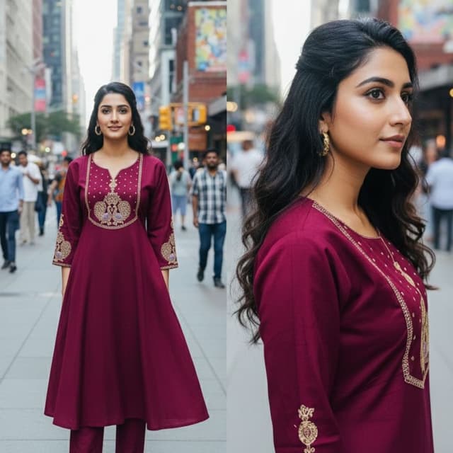 Burgundy with gold accents Anarkali Suit