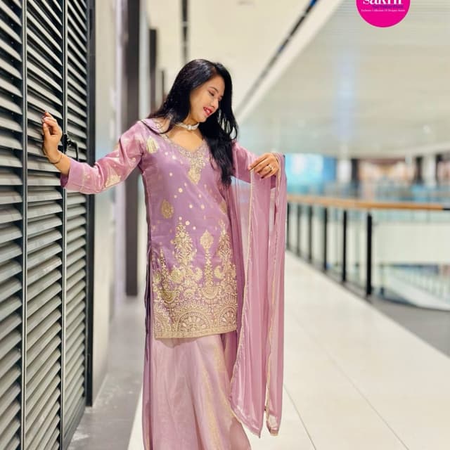 Mauve and Gold Salwar Suit