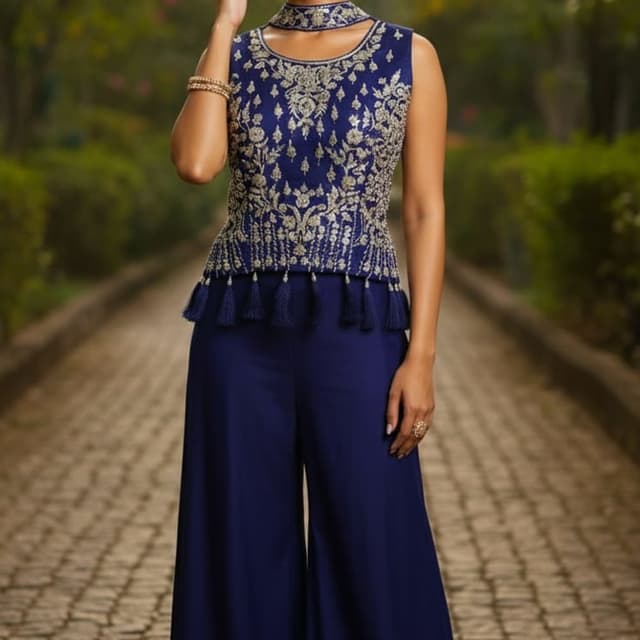 Navy Blue and Gold Jumpsuit