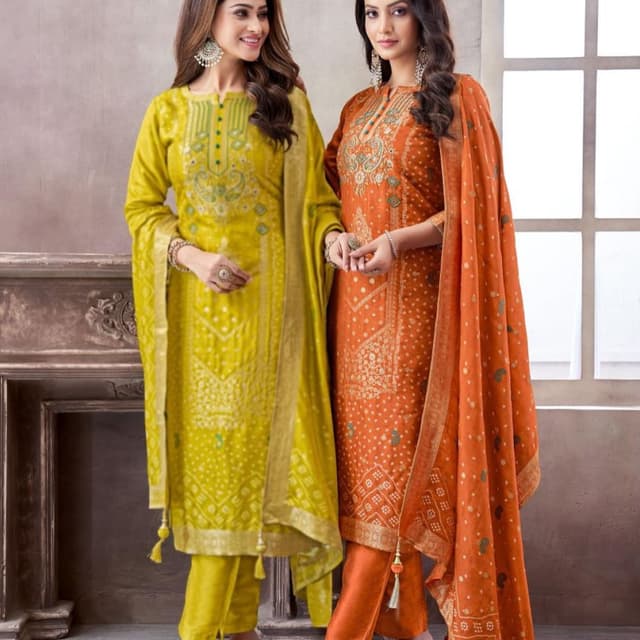 Yellow and Orange with gold accents Salwar Kameez Suit