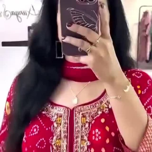 Red, Gold, White Kurta with Dupatta