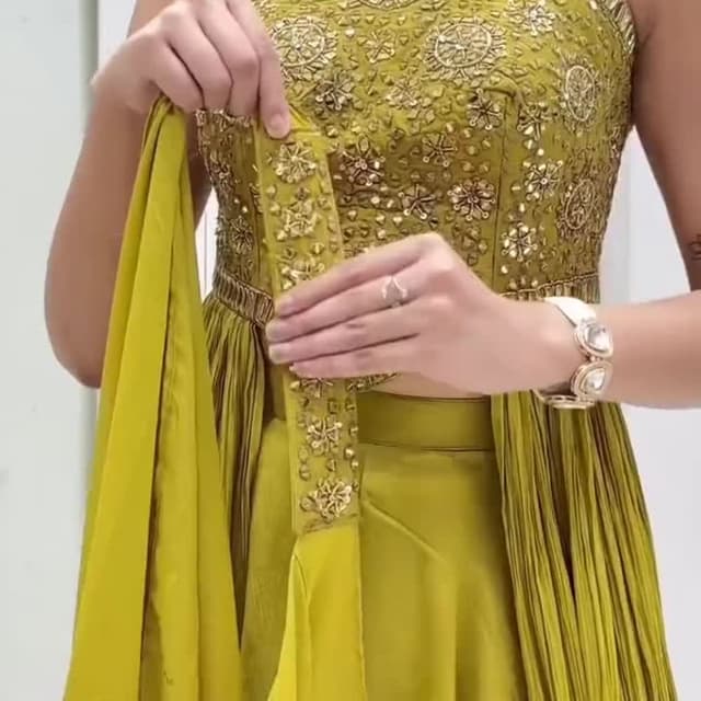 Olive Green and Gold Dress