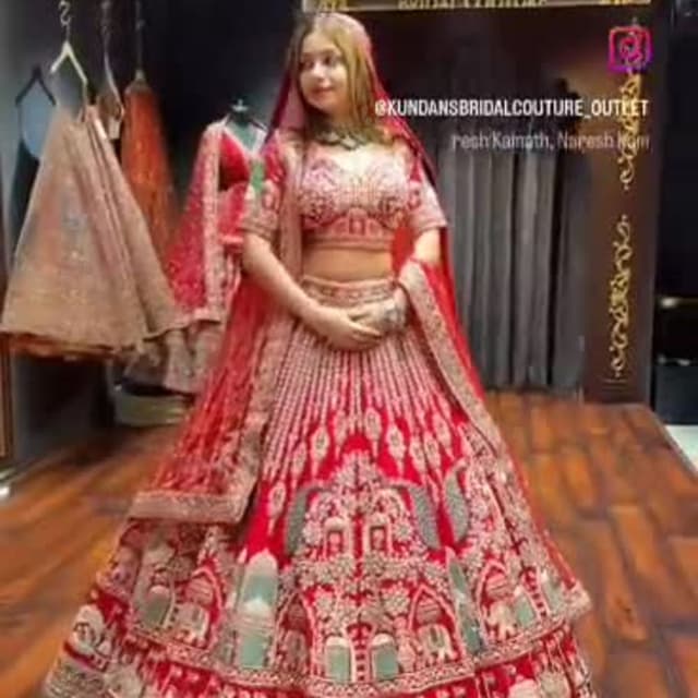 Red, Gold, Green, and Ivory Lehenga Choli