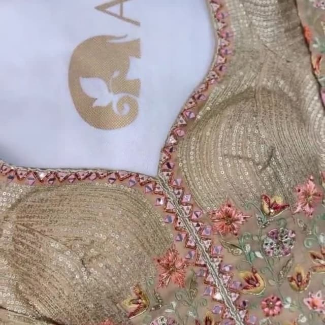 Gold, Peach, Pink, Green Blouse