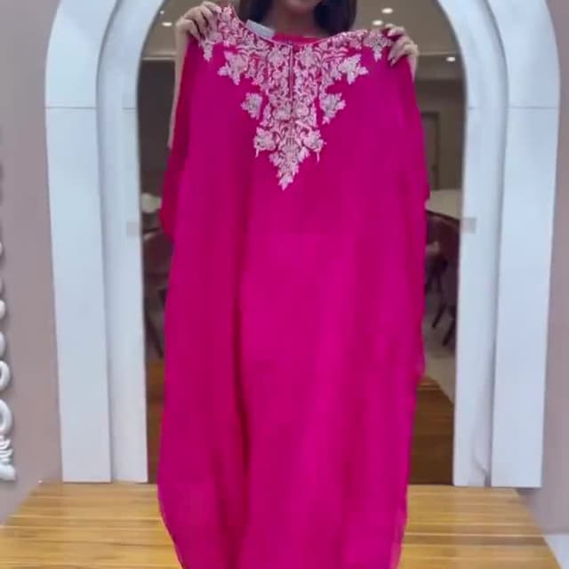 Hot Pink and Silver Kaftan