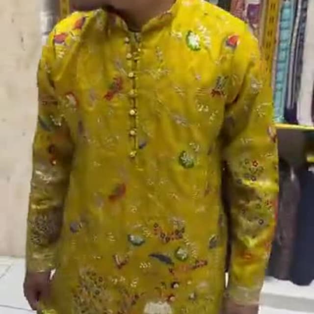 Yellow with multi-colored accents Kurta