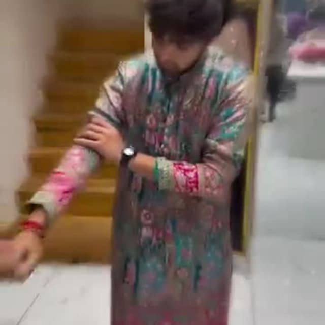 Teal, Pink, and Gold Kurta