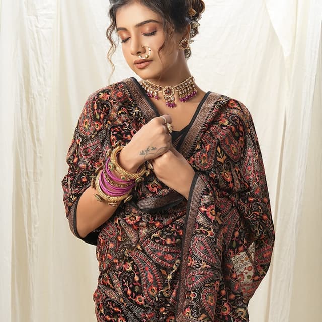 Black, Red, Orange, Green Shawl/Wrap