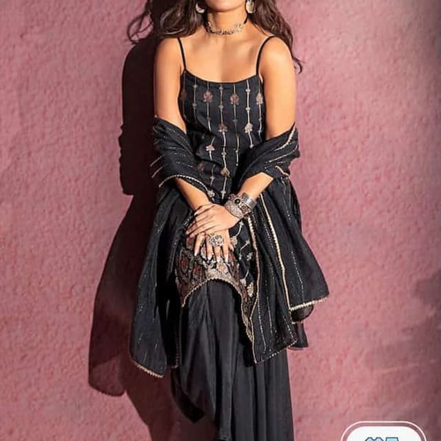 Black and Gold Salwar Kameez with Dupatta