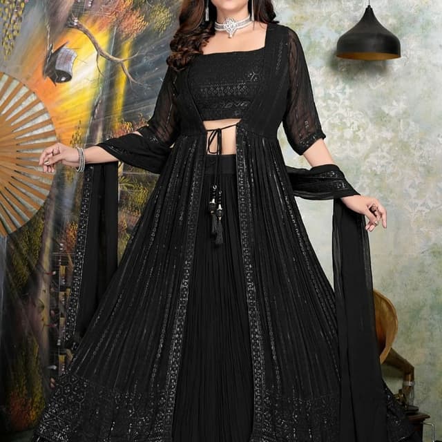 Black Lehenga Choli with Jacket