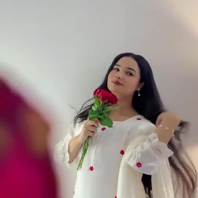 White and Red Kurta with Dupatta