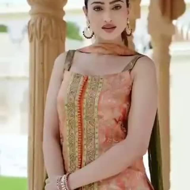 Orange, Peach, Green, Gold Salwar Kameez