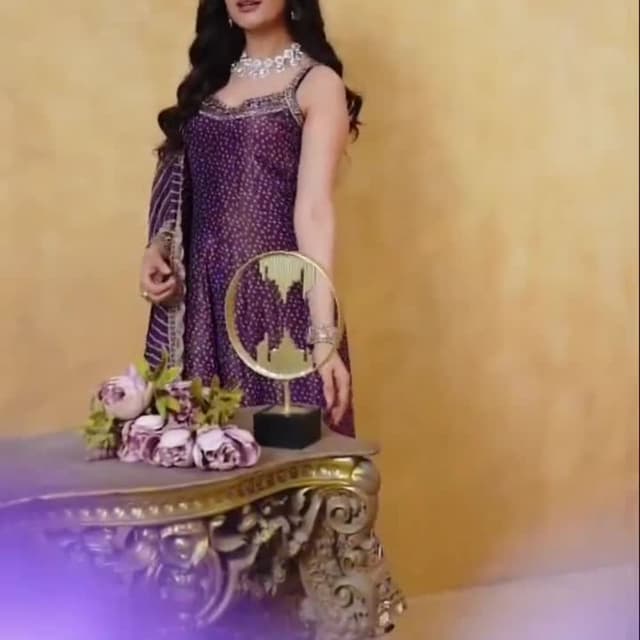 Purple, Silver Anarkali Suit
