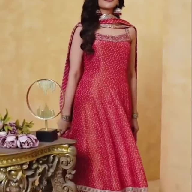 Red and Gold Anarkali Suit