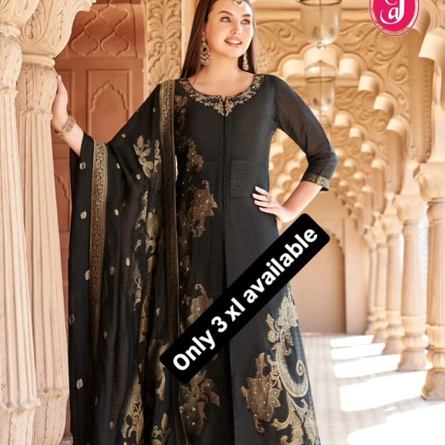 Black and Gold Anarkali Suit