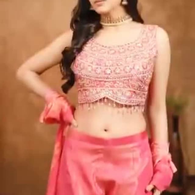 Pink Crop Top and Palazzo Pants